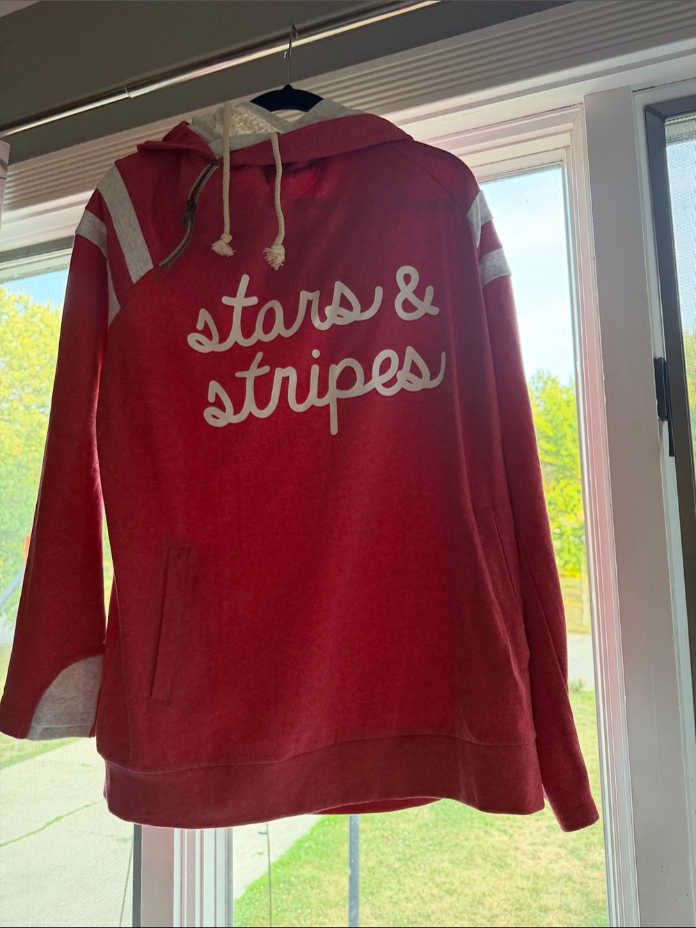 AMPERSAND AVE Red Hooded Sweatshirt with White Script
